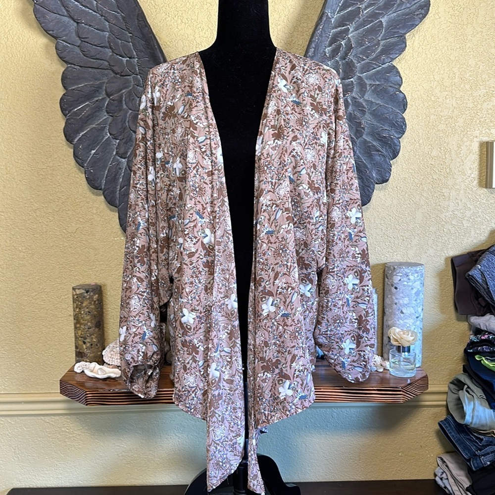 Eclipse Thin Floral Open Front Cardigan